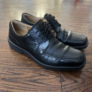 ECCO Men's 46 US 12 Seattle Bicycle Toe Leather Oxford Black Lace Up Dress Shoes